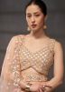 Peach Net Lehenga Choli With Dupatta