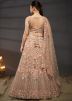 Peach Net Lehenga Choli With Dupatta