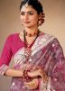 Mauve Pink Embroidered Border Saree
