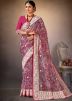 Mauve Pink Embroidered Border Saree