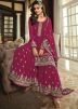 Hot Pink Georgette Gharara Suit In Thread Embroidery