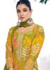 Green Readymade Chiffon Gharara Suit In Digital Print
