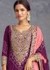 Purple Palazzo Suit In Bandhej Print