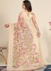 Cream Embroidered Saree In Net