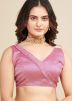 Pink Embroidered Saree In Net