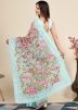 Blue Embroidered Saree In Net