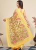 Yellow Embroidered Saree In Net