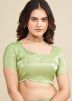 Green Embroidered Saree In Net