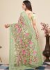 Green Embroidered Saree In Net