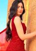 Red Georgette Sequins Embellished Saree