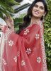 Peach Digital Printed Saree In Chiffon