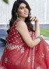 Peach Digital Printed Saree In Chiffon
