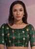 Green Georgette Saree In Leheria Print