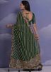 Green Georgette Saree In Leheria Print