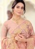 Dusty Peach Net Embroidered Saree