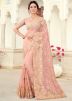 Dusty Peach Net Embroidered Saree