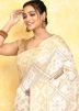 Cream Zari Woven Detailed Silk Saree