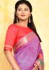 Purple Silk Saree In Zari In Woven Work