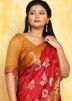 Red Pure Silk Saree In Woven Work