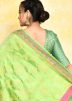 Green Woven Detailed Silk Saree & Blouse