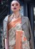 Off White Brasso Work Art Silk Saree 
