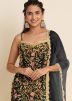 Black Embroidered Gharara Suit Set