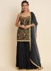Black Embroidered Gharara Suit Set