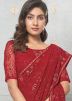 Red Sequins Embellished Saree In Georgette