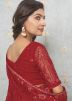 Red Sequins Embellished Saree In Georgette