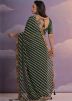 Green Georgette Saree In Leheria Print