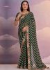 Green Georgette Saree In Leheria Print