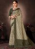Green Digital Printed Saree & Blouse