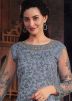 Grey Thread Embroidered Palazzo Suit In Net