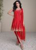 Readymade Red Sequins Embellished Salwar Suit
