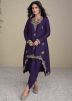 Readymade Purple Embroidered Asymmetric Salwar Kameez