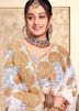 White Embroidered Saree In Net