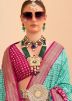 Turquoise Printed Saree & Blouse