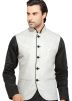 Black Readymade Pathani Suit With Nehru Jacket