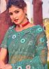 Blue Embroidered Net Saree & Blouse