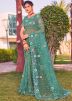 Blue Embroidered Net Saree & Blouse
