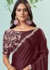 Maroon Embroidered Saree In Silk