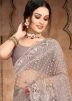 Grey Embroidered Saree In Net
