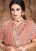 Peach Embroidered Saree In Net