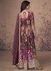 Wine Readymade Floral Print Slit Style Pant Suit