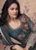 Green Readymade Slit Style Pant Suit In Floral Print