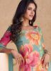 Multicolor Floral Printed Readymade Sharara Suit In Chiffon