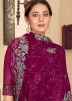 Magenta Embroidered Saree In Georgette
