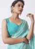 Blue Laced Organza Saree