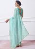 Blue Laced Organza Saree