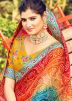 Multicolored Chiffon Saree In Bandhani Print